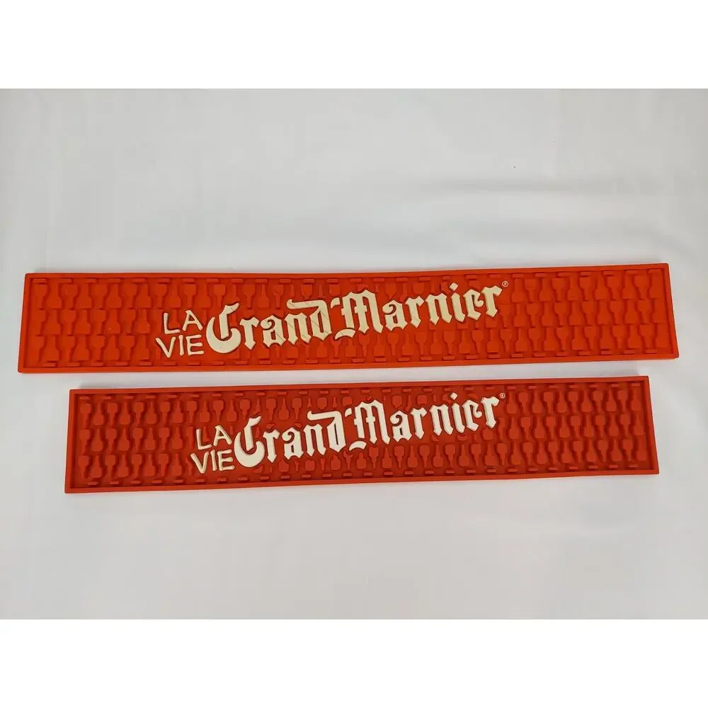 Grand Marnier Red/White Rubber Bar Drip Spill Rail Mat Bar Drying Lot of 2